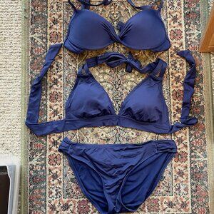 Mossimo dark blue bikini (2 tops) size M
